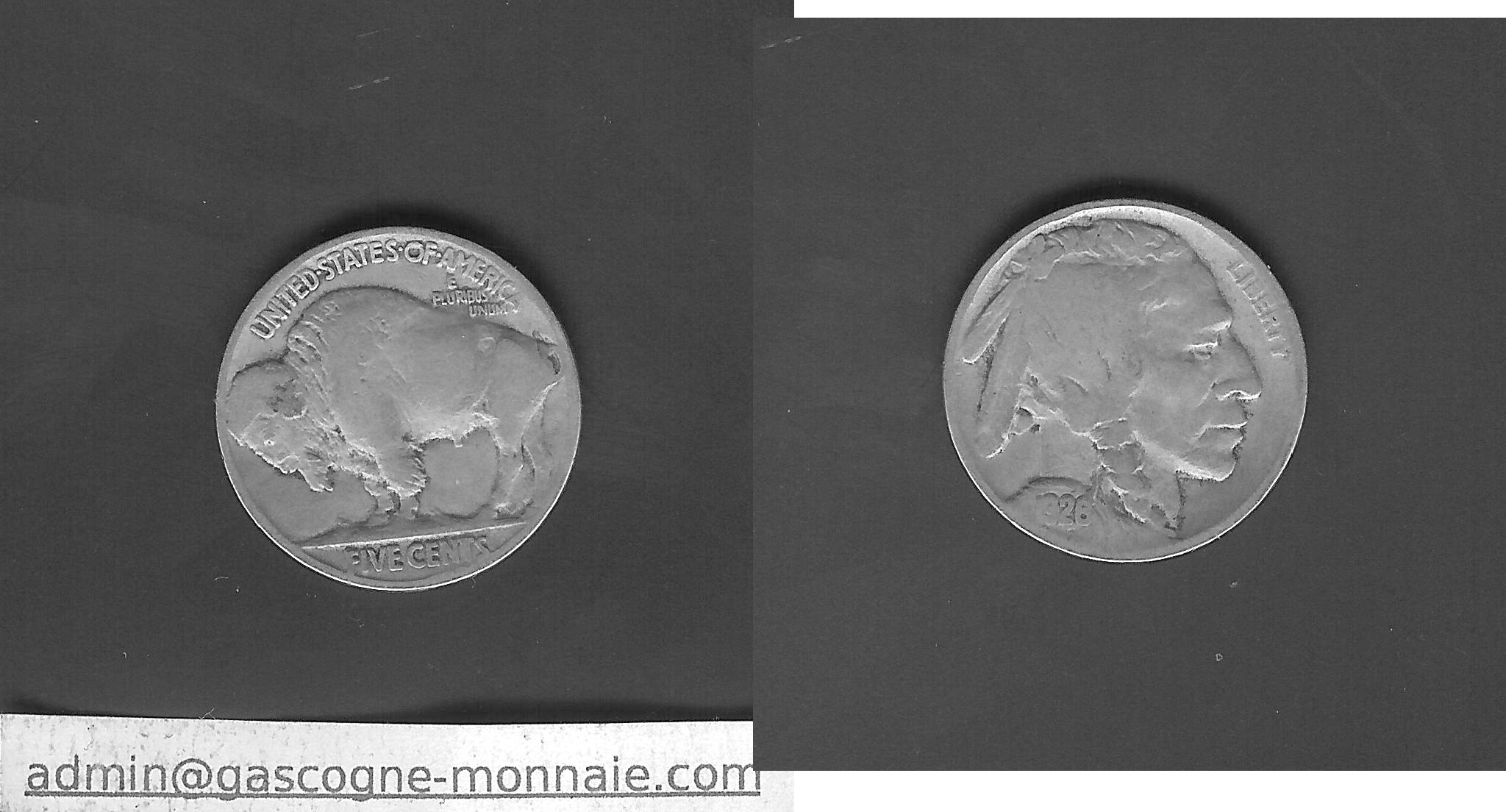 Etats-Uni 5 cents buffalo Nickel 1926 TTB